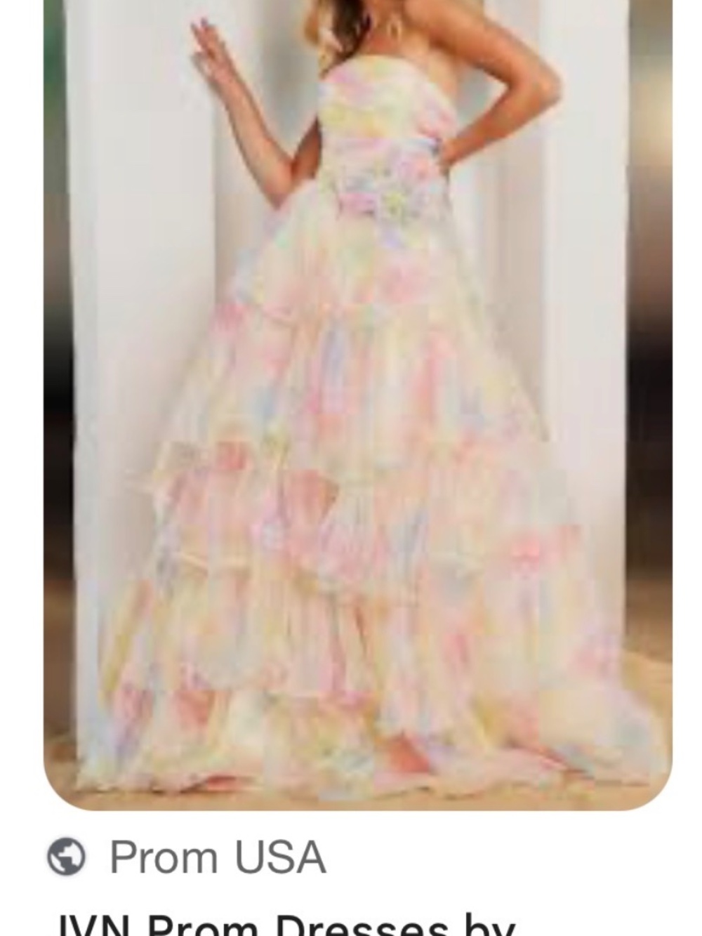 JVN by Jovani Pastel Watercolor Tiered Prom Gown Size 2/4 - Picture 5 of 5